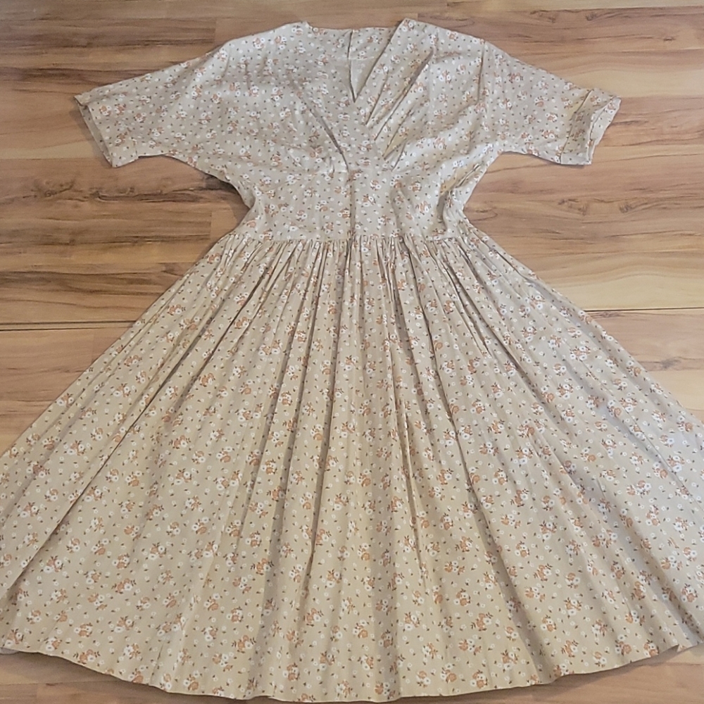 Vintage 40s 50s Floral Day Dress - Picture 3 of 13
